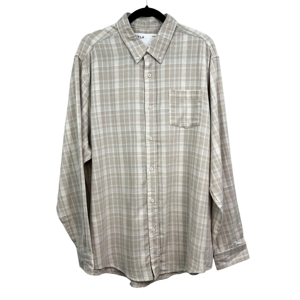 FF.LA Five Four Los Angeles Plaid Flannel Shirt Button Down Zonder Tan Men 2XL*